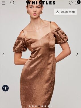 NWT tWhistles Copper Brown One-Shoulder Satin Dress